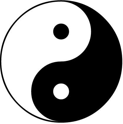 Yin and yang symbol for balance. In Traditional Chinese Medicine, good health is believed to be achieved by a balance between yin and yang.