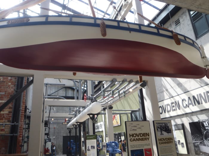Interior of the Monterey Bay Aquarium formerly the Portola Sardine Company or Hovden Cannery.