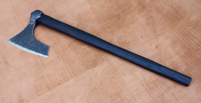 Object of fear - the broad bladed bearded Dane axe that would come into its own in rendering the Saxons' shield walls defenceless