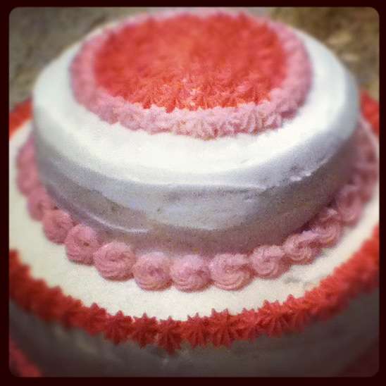 Make your own frosting for birthdays, Mother's Day and other holidays using homemade food dyes. This cake was made using raspberries to make light pink frosting and blackberries to make the bright pink frosting.