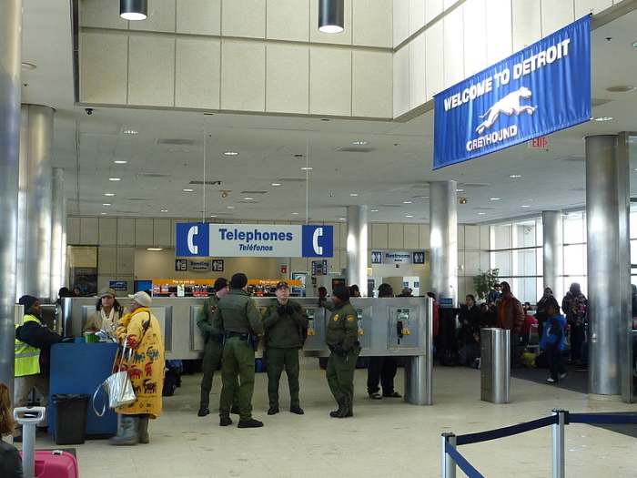 The greyhound stations aren't as bad as I expected. This is the Detroit Greyhound bus station. It is better than the others that we visited.
