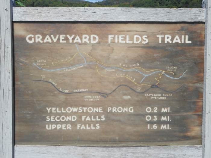 This is a picture of the trail map provided in the overlook parking lot. There are three main trails in the valley.