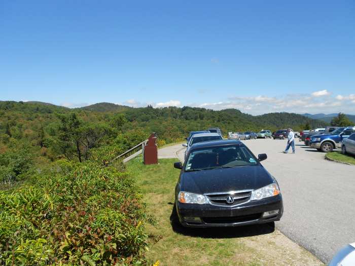 The view from Graveyard Fields Overlook is stunning. This is looking towards Mt. Pisgah (not in view)