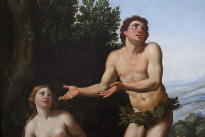 Dieu réprimandant Adam et Ève (détail)--God admonishing Adam and Eve (detail).