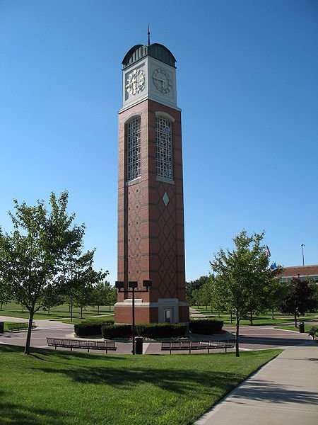 The Cook Carillon Tower at Grand Valley State University, one of the few universities in the country offering a bachelor's degree in ASL Interpreting.