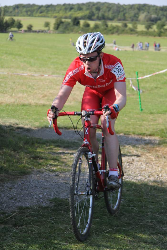 Liam Hallam in cyclocross action in a pair of Northwave Vertigo shoes which have now been replaced with a racier looking Sparta