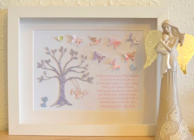 beautiful with soft colors of artwork - ideal for a children's room - hand cut paper art with tree and swing