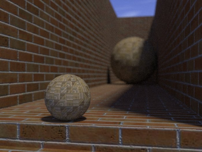 Ebbinghaus illusion. Although the drawing's suggestion of perspective causes the sphere to the right to seem larger, in reality both spheres are exactly the same size.