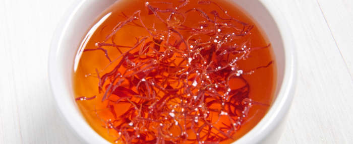 saffron soaking in water