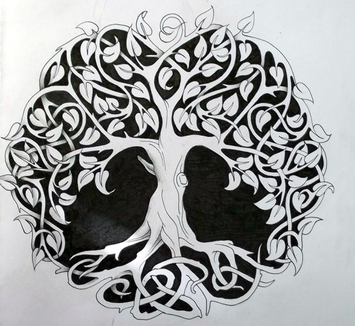 The Celts' Tree of Life - similar to the Norse Yggdrasil, the World Ash Tree. Everything stems from the ground: life, food, tools, dwellings and new life from old.