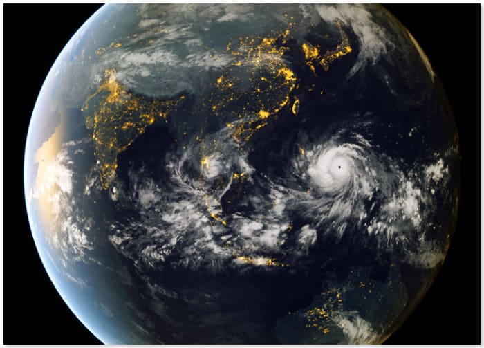 Incredible Satellite Image of Typhoon Haiyan swallowing the entire Philippine Archipelago in its path...