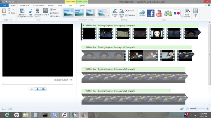 This is Windows Live Movie Maker, ladies and gentlemen. The layout looks slightly different from older versions, but the principles remain the same. It's like using a new version of Word, or playing a new NBA, Wrestling, or Madden game.