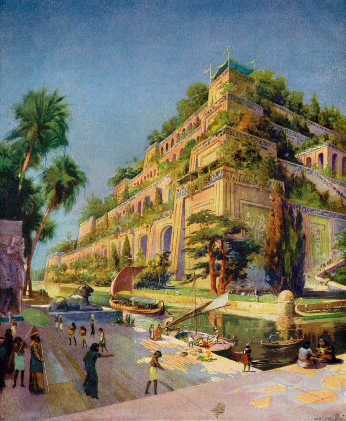King Nebuchadnezzar built fabulous hanging, or terraced, gardens for his wife Amytis to remind her of the green hill country of her home in Media. No one today really knows what the gardens looked like, and some even question their existence.