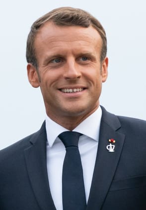 Emmanuel Macron (above) is the current President of France. Donald Trump (below) is the current President of the United States.