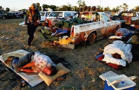 Young country Australians have a night of partying in the outback. With the festivities beginning in the evening and running through till the sun rises, prepare yourself for a big night.