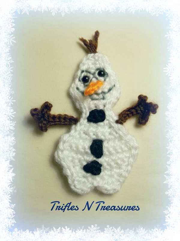 This was designed by a crochet designer friend of mine, how cute is Olaf and would be perfect to finish off a hat or cardigan
