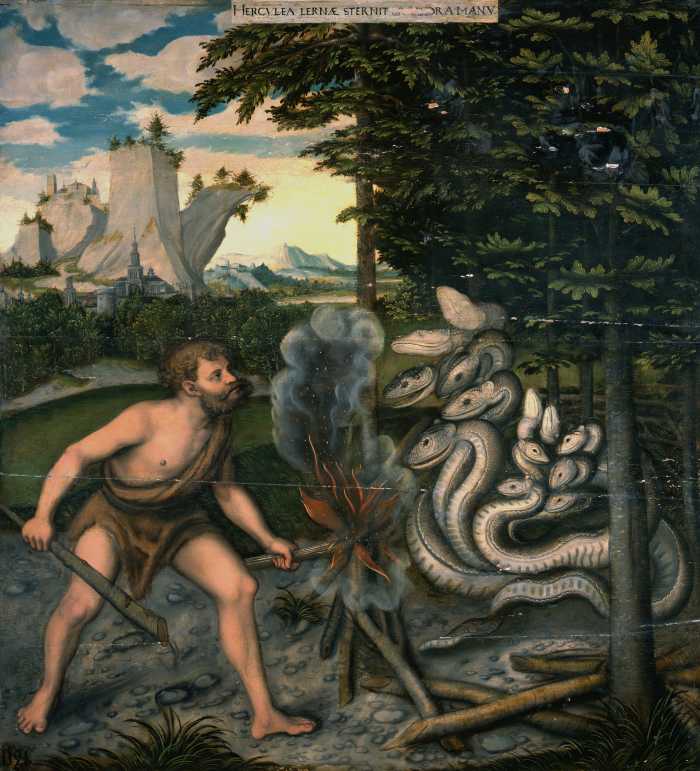 Hercules slays the dragon, Hydra, one head at a time.