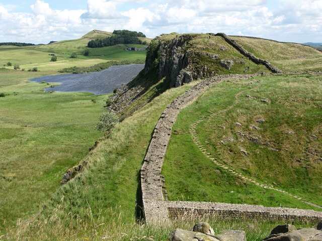 The ruins of Hadrian's wall in Northern England, which marked the northernmost frontier of the Roman Empire.