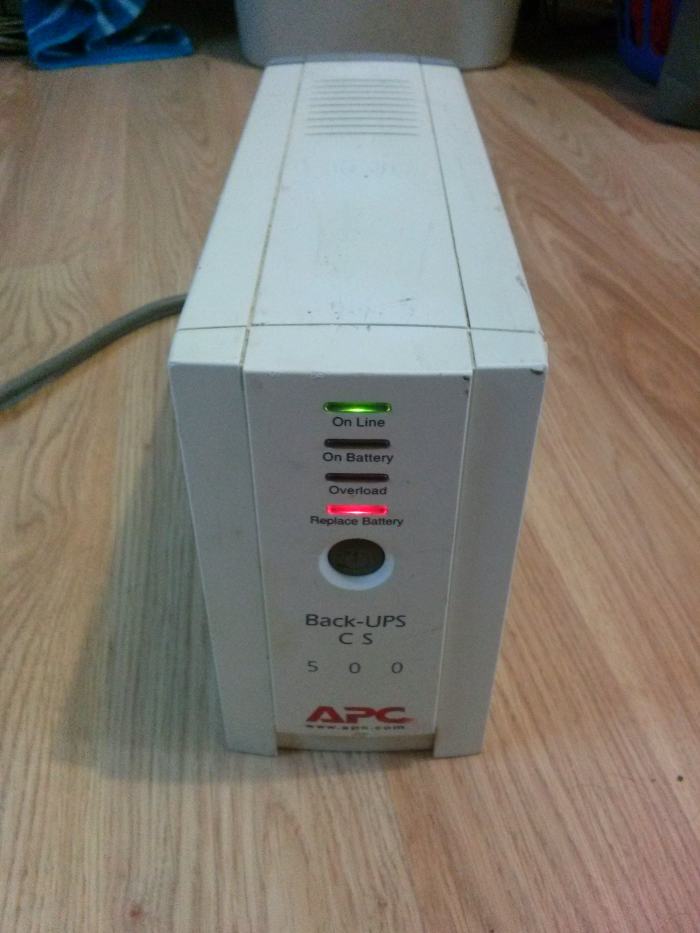 My APC Back-UPS CS 500 that needed a new battery, I took over this orphaned unit without any battery.