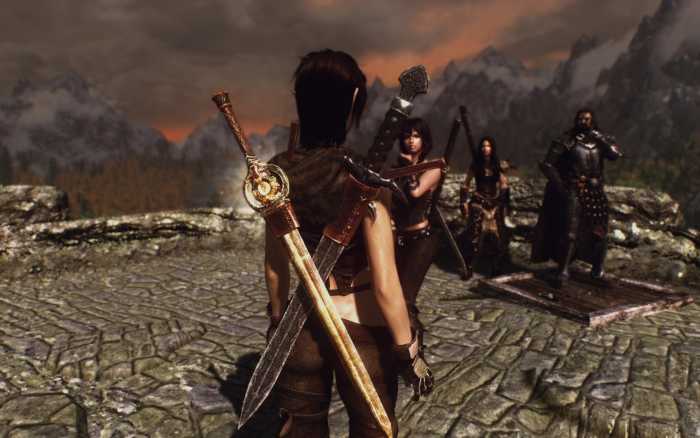 Dual Sheath Redux Skyrim mod allows you to see your left hand weapon when sheathed. Picture courtesy of Skyrim Nexus, Bethesda and Zenimax.