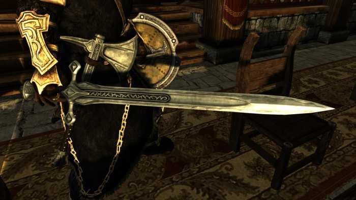 Skyforge Weapons by Dreogan updates the graphics of all Skyforge weapons in Skyrim. Picture courtesy of Skyrim Nexus, Bethesda and Zenimax.