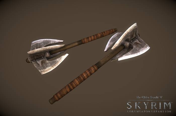 The mod Lore Expansion by by InsanitySorrow and Elvarheim adds weapons from Morrowind and Oblivion to Skyrim. Picture courtesy of Skyrim Nexus, Bethesda and Zenimax.