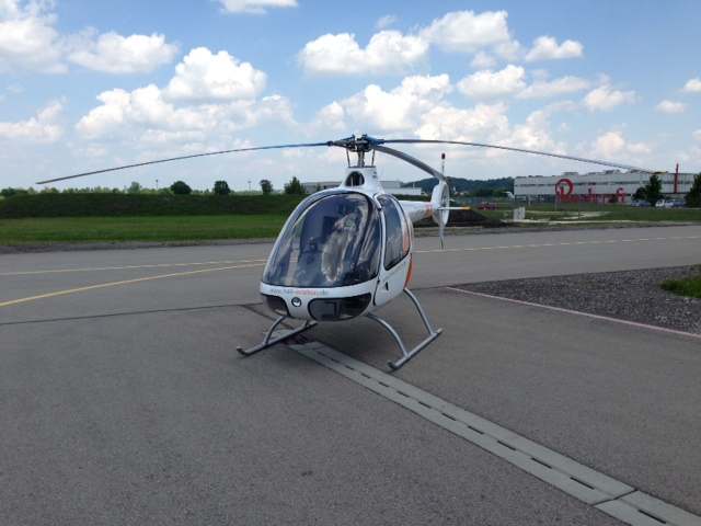 Cabri G2 Helicopter standing on the apron at Augsburg airport (EDMA) in Germany