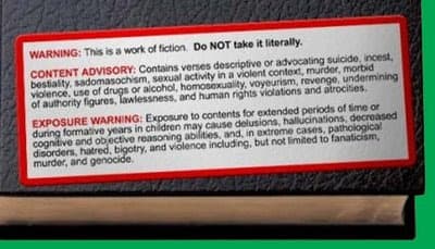 My stepmother, an outspoken atheist, used to put stickers like this in hotel Bibles when we travelled.