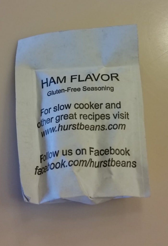 Secret Ingredient - In the package of Hambeens fifteen kinds of beans, you'll find a small packet. If you are already using ham broth, like I had, you could skip this flavoring packet. It gets added at the end.