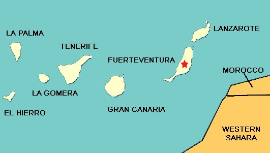 Fuerteventura - its location in the Canary Island Archipelago and in the Atlantic Ocean
