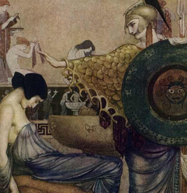 Here we show a portion of 'All her joints were loosened as she lay in the chair ...' - it is from the William Russell Flint suite published in "The Odyssey of Homer" (1924).
