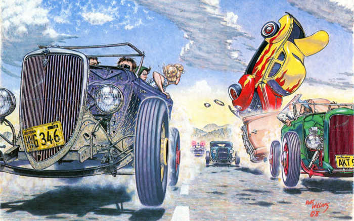 ...the cars somersaulted, crashed and exploded. He had little room for error, and the wreckage of the three vehicles began to envelop him in its metal grip.