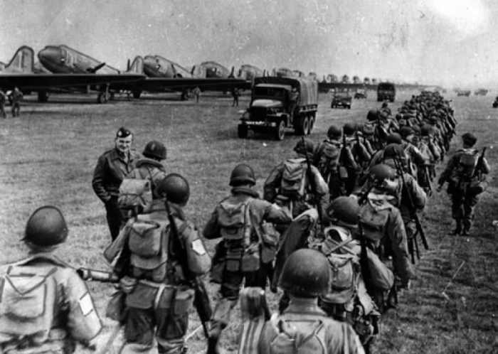 US Paratroops embark for Nijmegen, 101st 'Screaming Eagles' for the bridge over the Wilhelmina Canal, 82nd to take the main road bridge intact for XXX Corps to cross on their way north to Arnhem