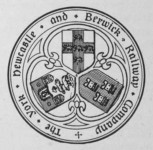 The York, Newcastle & Berwick Railway seal displays the arms of each city, with York's at the top, Newcastle's on the right