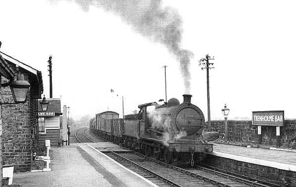 Unidentified Class J27 brings a branch pick-up goods train into Trenholme Bar from the Picton direction in the 1950s