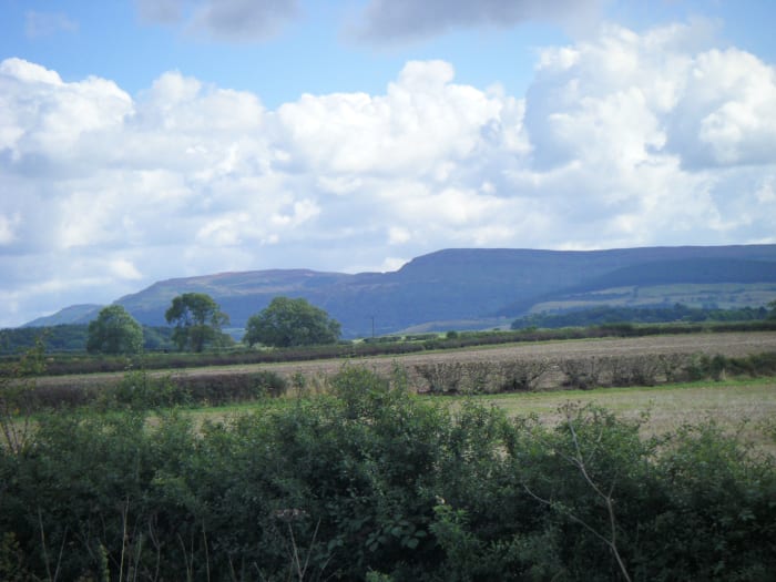 The Cleveland Hills, seen from the west where the railway from Picton snaked past Trenholme Bar, Potto, Whorlton and Stokesley - you can see the reasoning behind the Danes' description of the terrain