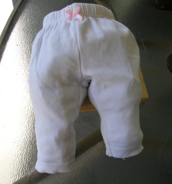 I decided to preserve a small pair of pants that my granddaughter no longer wears. I am doing this as a free-standing sculpture.