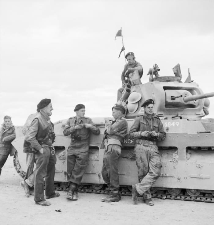 The British Matilda tank in North Africa 1942 Its heavy 78mm-thick armor made it immune to Italian weapons.
