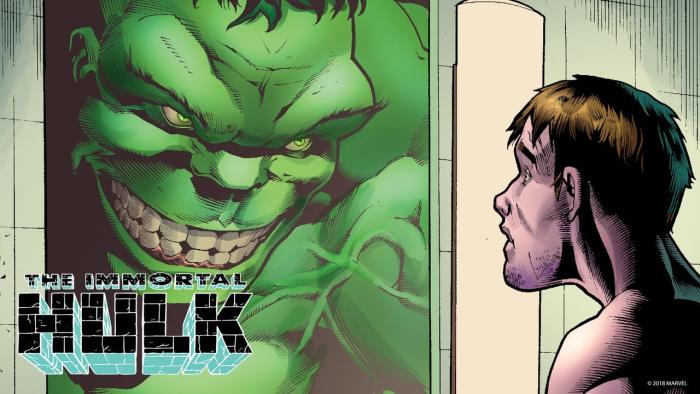 A sample of art from issue one of The Immortal Hulk as seen on the Marvel Entertainment youtube channel.
