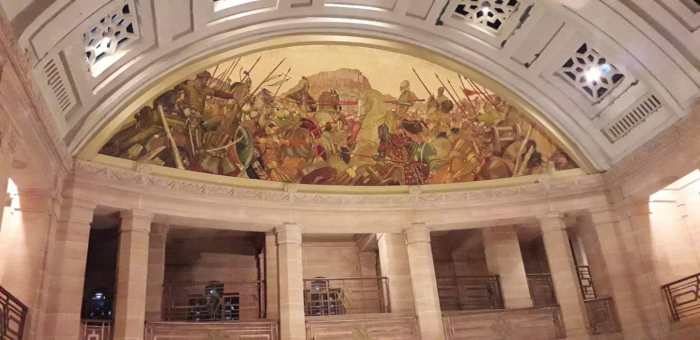 The ceiling at the entrance of the Ummaid Bhavan Palace. You can see beautiful paintings.