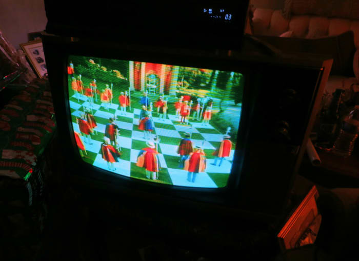 The life size chess board on “The Prisoner” is in beautiful brilliant color on the Quasar, Chassis number is LC119