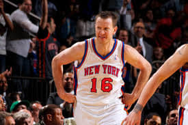 Steve Novak was a very underrated shooter during his time with the Knicks. He is seen here doing his signature championship belt celebration after dropping 25 points.