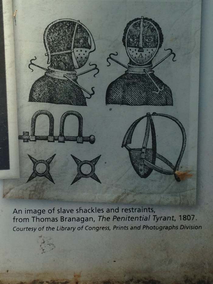 WHO SAID WHITES DIDN'T GIVE BLACKS ANYTHING; ACCOUTREMENTS USED TO SHACKLE BLACKS DURING TRANSPORT TO MARKET.