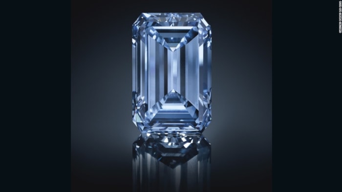 The world's largest blue diamond, an extremely rare gem known as "The Oppenheimer Blue", sold for $57.5 million at auction. The most expensive diamond ever.