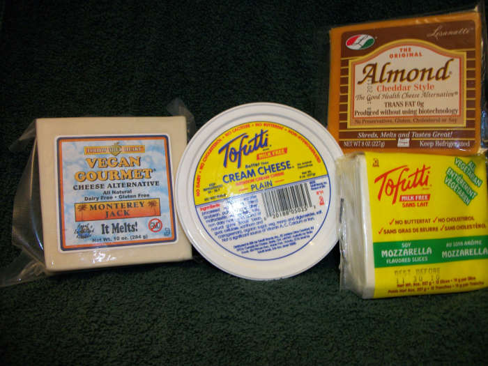 Cheese Substitutes. The "cheddar" Almond Cheese has milk casein, and is therefore not vegan or casein free. Personal Photo.