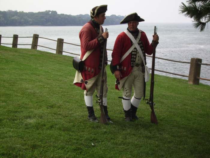 Two Colonial era British soldiers at Old Ft. Niagara in Youngstown, New York
