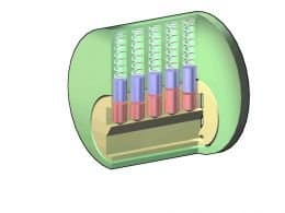 The two sets of pins. The lower set need to be in the shear position in order to allow the barrel to turn freely.