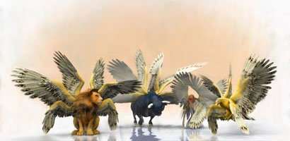 "The first living creature was like a Lion, the second living creature like a Calf, the third living creature had a face like a Man, and the fourth living creature was like a flying Eagle." (Revelation 4:7)