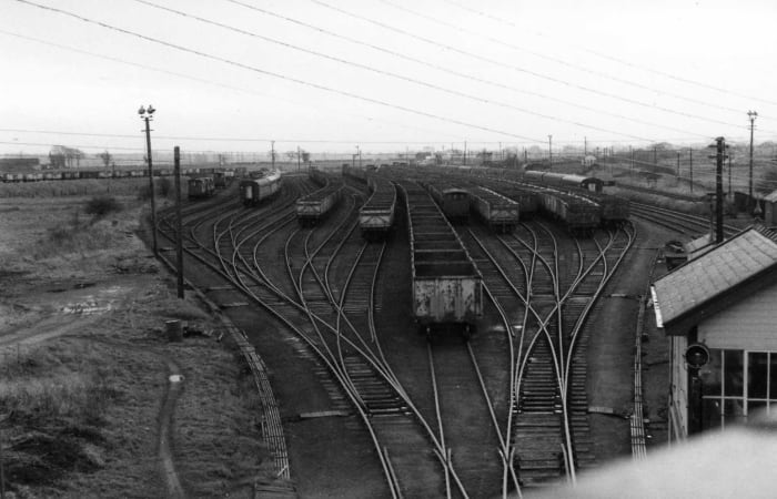 Norton Junction sidings, West Midlands. Rakes of empties were gathered and allocated where needed at collieries. In pre-nationalisation days coal merchants owned fleets of wagons to be run from particular collieries to their depots