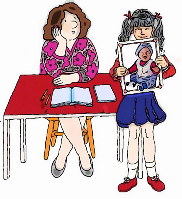 "Show and Tell" often inspired the bringing to class of family photos, making the story an easy one to tell and to illustrate.